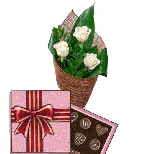 Фото товара 3 белые розы с конфетами в Кировограде