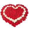 Фото товара 101 роза сердцем - красная, белая, красная в Кировограде