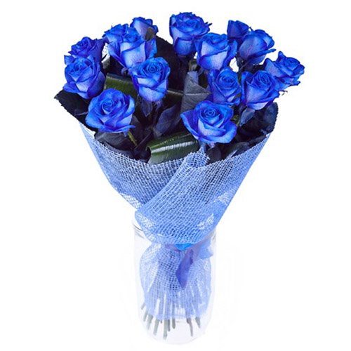 Фото товара 17 синих роз (крашеных) в Кировограде