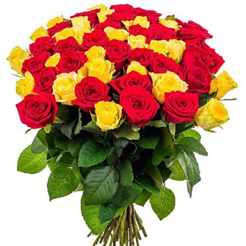 Фото товара 51 роза красная и желтая в Кировограде