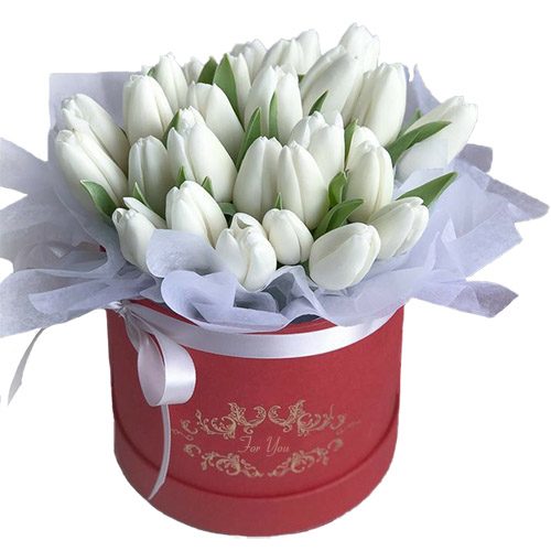 Фото товара 31 белый тюльпан в коробке в Кировограде