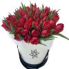 Фото товара "Сахарная вата" 51 белый тюльпан в корзине в Кировограде