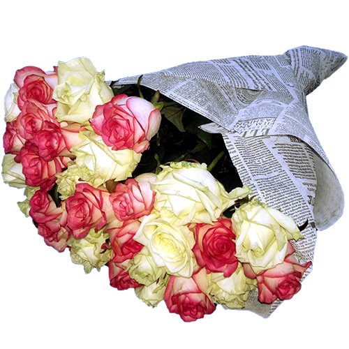 Фото товара 33 кремовые и розовые розы в Кировограде