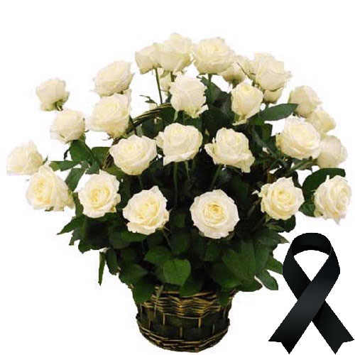 Фото товара 36 белых роз в корзине в Кировограде