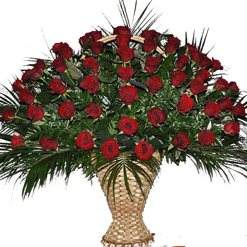 Фото товара Корзина 100 роз в папоротнике в Кировограде