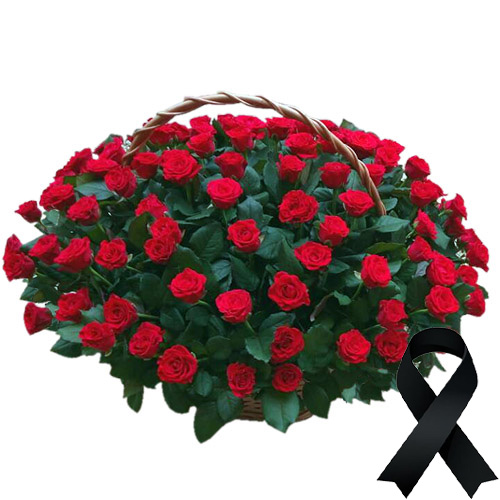Фото товара 100 красных роз в корзине в Кировограде