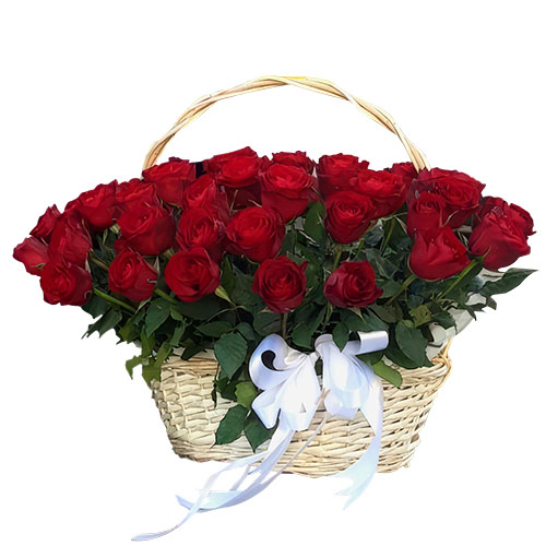 Фото товара 51 красная роза в корзине в Кировограде
